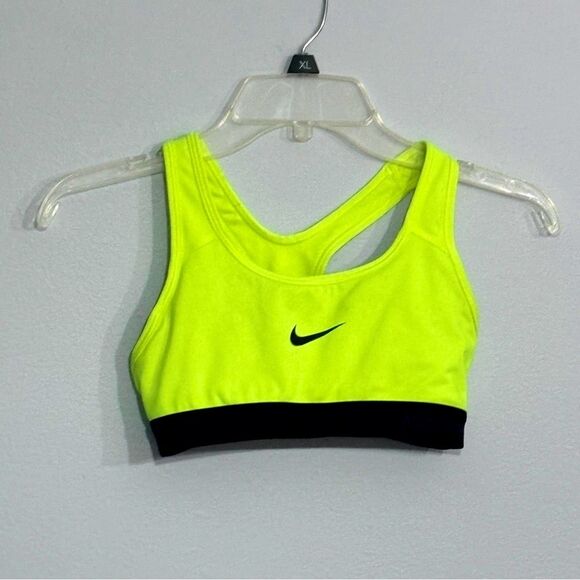 Nike Pro | Dri-fit Racerback Neon Yellow Women’s Sports Bra - Picture 2 of 11